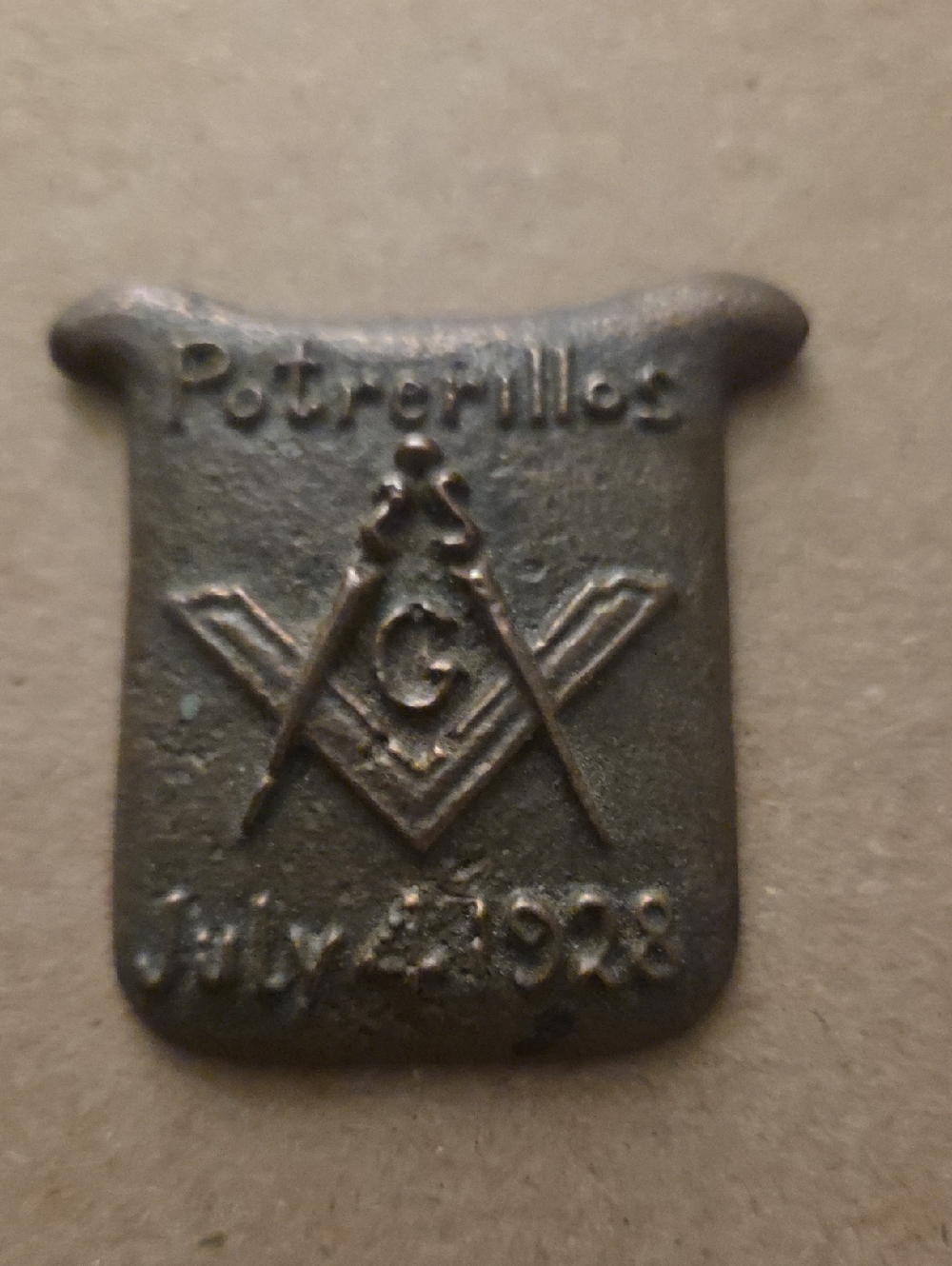 Potrerillos Masonic Shield - JULY 4 1928 SOLID COPPER